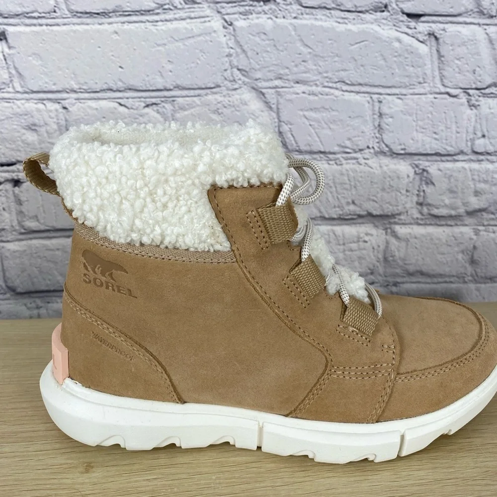 Sorel Explorer II Carnival Winter Tan & Pink Sherpa Boots size 6 NWOT